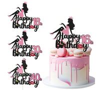 1 pièce/3 pièces Cake Topper "Happy Birthday" à lèvres rouges, convient pour les décorations de gâteau d'anniversaire de 10e, 11e, 12e, 13e, 16e, 18e pour femmes 3 pièces,1 piècePapetier