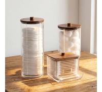 1 pièce / 3 pièces Distributeur de cotons-tiges, récipient de salle de bain, support à boules, organisateur de pot d'apothicaire pour le rangement des cotons-tiges et des cure-dents Polystyrène
