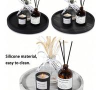 1 pièce/3 pièces Plateau de rangement rond motif marbre, range-tout de salle de bain, facile à nettoyer, support de bougie/parfum, plateau de vanité en silicone, coupelle à bijoux, idéal pour le savon