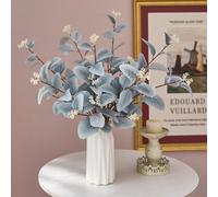1 pièce/3 pièces Tiges d'eucalyptus en soie artificielle, tige d'eucalyptus faux avec feuilles, baies, plantes vertes, branches, décoration florale pour remplissage de vase, mariage, fête, maison, arr