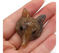 1 pièce 30 x 40 mm Sculpture tête de renard naturelle perforée pendentif pierre décoration maison animal sculpture sur pierre, agate indienne, 30 x 40 mm