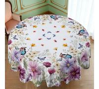 1 pièce/36 pièces Nappe anti-rides motif papillon pour le printemps/l'été, design à bord gaufré, rectangulaire/ronde, plusieurs tailles, en tissu polyester, pour usage intérieur/extérieur Table rectan