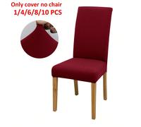 1 pièce/4 pièces/6 pièces/8 pièces/10 pièces Housse de chaise en soie de lait unicolore, housses de chaise de salle à manger élastiques en polyester Taille Unique,4 pièces,6 pièces,8 pièces,10 piècesU