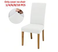 1 pièce/4 pièces/6 pièces/8 pièces/10 pièces Housse de chaise en soie de lait unie, housse de chaise extensible en polyester pour salle à manger Taille Unique,4 pièces,6 pièces,8 pièces,10 piècesUnico