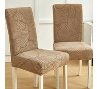 1 pièce/4 pièces/6 pièces/8 pièces Housse de chaise amovible kaki, motif jacquard à feuilles moelleux, tissu extensible convenant pour la décoration de chaise de salle à manger, salon, chambre à couch