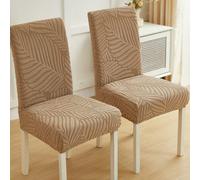 1 pièce/4 pièces/6 pièces/8 pièces Housse de chaise amovible kaki, motif jacquard feuillage moelleux, extensible, convient pour la décoration de chaise de salle à manger, salon, chambre à coucher 1 pi