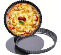 1 pièce/4 pièces Ensemble de moules à pâtisserie anti-adhésifs, moule à pizza, fond amovible - moule à pâtisserie rond, convient pour la cuisson au four. Parfait pour Thanksgiving, Noël, la fête des m