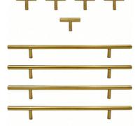 1 pièce/4 pièces Poignée d'armoire noire et dorée, bouton de porte de placard en acier inoxydable brossé, poignée de tiroir de meuble, accessoire de matériel en forme de barre T 64mm/2.5inch,76mm/3inc