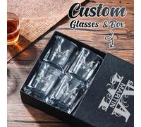 1 pièce/4 pièces Verres à shot personnalisés gravés au laser avec nom personnalisé, tasses à whisky avec boîte cadeau, verres à shot pour mariés, cadeaux pour demoiselles d'honneur, accessoires de mar