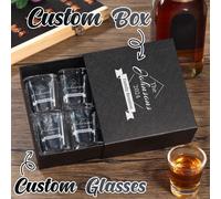 1 pièce/4 pièces Verres à shot personnalisés gravés au laser de 2 oz avec nom personnalisé, boîte cadeau, tasses à whisky, verres à shot pour mariage, cadeaux pour garçons d'honneur, demoiselles d'hon