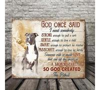 1 pièce 40x60cm Vintage Rustique "Dieu a Dit une Fois" Citation Inspirante avec Chien Pitbull, Tableau sur Toile Set, Impressions sur Toile et Affiches, Images Murales(sans cadre, juste l'affiche)
