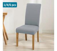 1 pièce/4PCS/6PCS Housse de chaise en soie de lait de couleur unie, housse de chaise de salle à manger élastique en polyester Taille Unique,4 pièces,6 piècesUnicolorePolyester