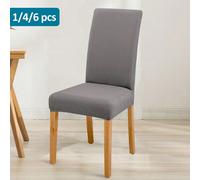 1 pièce/4PCS/6PCS Housses de chaise en soie de lait de couleur unie, housses de chaise de salle à manger en polyester élastique Taille Unique,4 pièces,6 piècesUnicolorePolyester