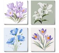 1 pièce/4pcs Set Peinture par numéros DIY thème bouquet minimaliste multiple, artisanat, décoration d'intérieur pour adultes, cadeau de vacances 4 pièces,C,D,A,BNon-tissé