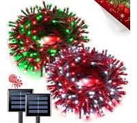 1 pièce, 50L/100L Guirlandes lumineuses de Noël à LED alimentées par énergie solaire - Lumières de fée multicolores avec 8 modes, fil de cuivre flexible et étanche pour la décoration intérieure/extéri