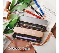 1 pièce/5pcs Stylos à bille personnalisés avec nom gravé et logo, stylo rétractable à écriture fluide pour fournitures de bureau, d'entreprise et d'école, emballage en boîte-cadeau/pochette disponible