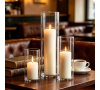1 pièce/6 pièces/8 pièces Set Vase en cylindre en verre - Vase de décoration de mariage, support de bougie flottante en verre transparent pour centre de table, décoration de mariage et de la maison L,