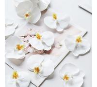 1 pièce/6 pièces Pétales d'orchidée, têtes de fleurs d'orchidée Phalaenopsis artificielles en PU à toucher réel de 9,9 cm, têtes d'orchidées papillon fausses en vrac pour bouquet de mariage, décoratio