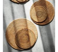 1 pièce À La Main Tissé En Rotin Napperon , Style Japonais Minimaliste Brun Isolation Thermique Sous-bock Adapté Pour Vaisselle Tableau , Café Tableau H,A,B,C,D,E,F,G,I,A-4 pièces,B-4 pièces,C-4 pièce