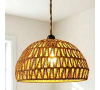 1 pièce Abat-jour en corde de papier tressé fait main - Style bohème, style campagnard vintage, convient pour la base à vis E27, applicable pour l'abat-jour de suspension de chambre à coucher/décorati