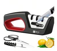 1 pièce Aiguiseur de couteau professionnel à 4 étapes, outil d'affûtage manuel pour la cuisine de la maison, broyeur de couteau facile à utiliser avec matériau PP et TPR durable, accessoire d'entretie