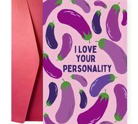 1 pièce Amusante, hilarante carte de la Saint-Valentin avec motif d'aubergine - parfaite pour le mari ou le petit ami, note d'amour amusante pour anniversaire, design de dessin animé, en papier artisa