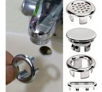 1 pièce Anneau de trop-plein de lavabo, couvercle décoré avec soin, bouchon de trop-plein d'évier, anneau de trop-plein de lavabo en plastique et en acier inoxydable ABS
