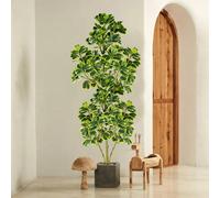 1 pièce Arbre de ficus artificiel de 76 cm/115 cm, grande plante de ficus artificielle, branches de figuier à feuilles de violon en plastique, feuilles en forme de cœur vertes en plastique, convient p