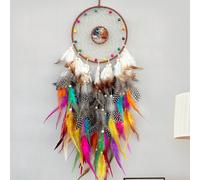 1 pièce Attrape-rêves en cristal avec arbre de vie et plume, attrape-rêves en pierre de cristal avec arbre de vie, décoration de haute qualité pour la maison, ornement suspendu couleur,bleu,rouge,vert