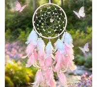 1 pièce Attrape-rêves papillon style Mori avec plumes et carillon à vent, ornement suspendu féerique et rêveur, décoration murale florale en forme de cœur pour chambre de fille Taille UniquePlume de p