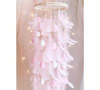 1 pièce Attrape-rêves Suspension Décorative, Attrape-rêves Style Girly Suspension Pour Chambre De Fille, Décoration Murale Pour Chambre à coucher rose,couleurPlume