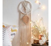 1 pièce Attrape-rêves tressé fait main avec décoration de feuilles, style bohème, décoration d'intérieur nordique minimaliste, convient pour le salon, la chambre, l'entrée, l'appartement, le dortoir, 