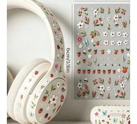 1 pièce Autocollant 3D gaufré style INS Fraise & Fleur, ambiance pastorale fraîche avec éléments d'abeille & de coccinelle, couleurs vives & mignonnes, convient pour agenda, coque de téléphone, boutei