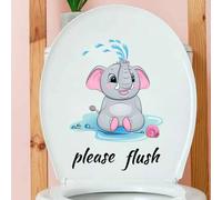 1 pièce Autocollant de décoration de couvercle de toilette éléphant, autocollants, sticker mural, décalcomanie vinyle pour décorations de maison, articles de décoration de printemps pour rafraîchir vo