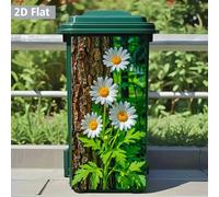 1 pièce Autocollant de poubelle thème fleur de marguerite en fleur près d'un arbre, autocollant mural adhésif pour poubelle de cuisine, mur, décoration de maison (convient pour poubelle, mur, décorati