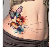 1 pièce Autocollant de tatouage temporaire de papillon, Tatouage faux papillon imperméable pour la taille, l'abdomen, le bras, la poitrine, dure 2-5 jours, cache les cicatrices, utilisable pour le bra