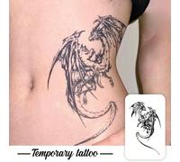 1 pièce Autocollant de tatouage temporaire de style gothique sombre avec motif de totem de dragon occidental, avec un design de tatouage réaliste. Convient pour les voyages, les festivals de musique, 