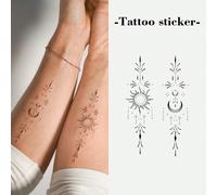 1 pièce Autocollant de tatouage temporaire design unisexe de soleil, lune, étoiles et lumière, étanche et résistant à la transpiration, jetable Unicolore,PlantesPolychlorures de vinyle