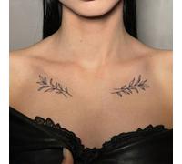 1 pièce Autocollant de tatouage temporaire en PVC imperméable et anti-transpiration, motif symétrique de feuilles, pour 7 à 14 jours, élément herbacé, convient aux personnes à la mode LettresPolychlor