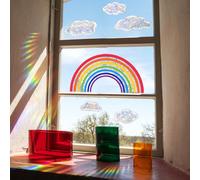 1 pièce Autocollant de verre électrostatique réfléchissant la lumière du soleil avec motif arc-en-ciel et nuage, autocollants, sticker mural, décalcomanie vinyle pour décorations de maison, articles d