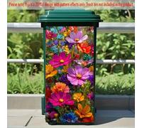 1 pièce Autocollant pour poubelle, Autocollant de décoration murale Paysage floral, Convient pour poubelle créative extérieure, 2D plat 37*82cmPolychlorures de vinyle