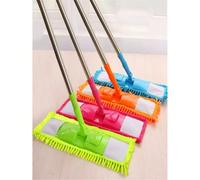 1 pièce Balai plat pivotant humide & sec - Balai en chenille - Tampons de nettoyage remplaçables, convient pour le nettoyage des sols en bois, carrelage, fenêtres, cuisines, salles de bain, salons et