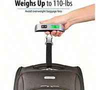 1 pièce Balance numérique portable pour bagage, balance électronique numérique à suspendre pour valise et bagage de voyage, 50 kg/110 lb, thermomètre intégré, design minimaliste, matériau en plastique