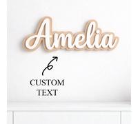 1 pièce Bande décorative en acrylique personnalisée avec base en bois, décoration murale de nom personnalisé à double couche, style bohème écrit à la main, décoration de lettre créative artisanale, co