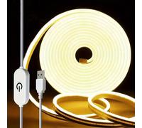 1 pièce Bande lumineuse flexible LED blanc chaud et blanc (100-500 cm), alimentée par USB 5V basse tension, éclairage à contrôle tactile, convient pour la décoration intérieure, la décoration extérieu