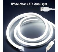 1 pièce Bande lumineuse LED au néon, 100 cm - 500 cm, alimentée par USB, IP65 étanche, barre de lumière blanche flexible, convient pour la chambre, la cuisine, le salon, le placard, l'armoire, le bure
