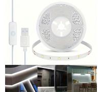 1 pièce Bande lumineuse LED flexible USB avec interrupteur à bouton, ruban adhésif auto-adhésif LED, lumière blanc chaud/blanc, lumière de décoration intérieure pour chambre, miroir de vanité, cuisine