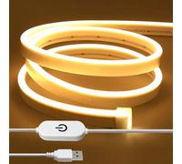 1 pièce Bande lumineuse LED néon flexible alimentée par USB 5V basse tension, effet d'éclairage doux à intensité variable avec interrupteur tactile, 1m/2m/3m/5m blanc/lumière chaude, convient pour les