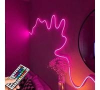 1 pièce Bande lumineuse LED RVB flexible au néon avec télécommande - Lumière néon de couleur réglable, convient pour la chambre, le canapé, la zone de jeu et la décoration de la salle de cinéma maison
