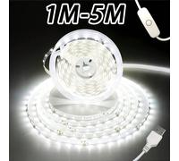 1 pièce Bande lumineuse USB 12V avec interrupteur à 501 boutons, bande LED souple auto-adhésive découpable, double température de couleur, 1-5m en option, chambre, TV, armoire, anniversaire, ambiance